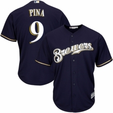 Youth Majestic Milwaukee Brewers #9 Manny Pina Authentic White Alternate Cool Base MLB Jersey