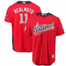 Men's Majestic Miami Marlins #11 J. T. Realmuto Game Red National League 2018 MLB All-Star MLB Jersey