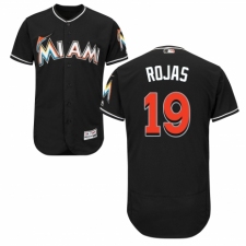 Men's Majestic Miami Marlins #19 Miguel Rojas Black Alternate Flex Base Authentic Collection MLB Jersey