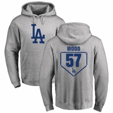 MLB Nike Los Angeles Dodgers #57 Alex Wood Gray RBI Pullover Hoodie