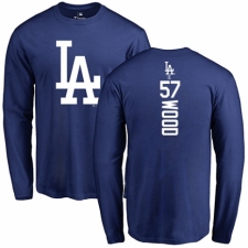 MLB Nike Los Angeles Dodgers #57 Alex Wood Royal Blue Backer Long Sleeve T-Shirt