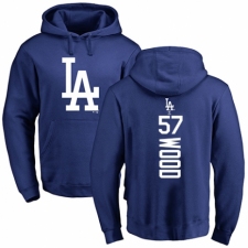 MLB Nike Los Angeles Dodgers #57 Alex Wood Royal Blue Backer Pullover Hoodie