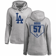 MLB Women's Nike Los Angeles Dodgers #57 Alex Wood Gray RBI Pullover Hoodie