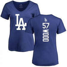 MLB Women's Nike Los Angeles Dodgers #57 Alex Wood Royal Blue Backer T-Shirt