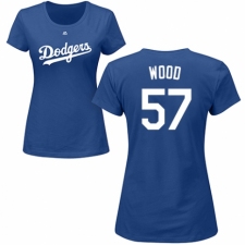 MLB Women's Nike Los Angeles Dodgers #57 Alex Wood Royal Blue Name & Number T-Shirt