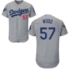 Men's Majestic Los Angeles Dodgers #57 Alex Wood Gray Alternate Flex Base Authentic Collection 2018 World Series MLB Jersey