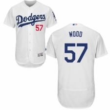 Men's Majestic Los Angeles Dodgers #57 Alex Wood White Home Flex Base Authentic Collection MLB Jersey