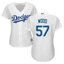 Women's Majestic Los Angeles Dodgers #57 Alex Wood Authentic White Home Cool Base MLB Jersey