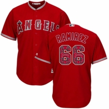 Men's Majestic Los Angeles Angels of Anaheim #66 J. C. Ramirez Authentic Red Team Logo Fashion Cool Base MLB Jersey