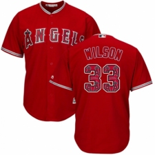 Men's Majestic Los Angeles Angels of Anaheim #33 CJ Wilson Authentic Red Team Logo Fashion Cool Base MLB Jersey