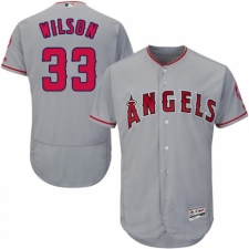 Men's Majestic Los Angeles Angels of Anaheim #33 CJ Wilson Grey Road Flex Base Authentic Collection MLB Jersey