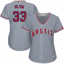 Women's Majestic Los Angeles Angels of Anaheim #33 CJ Wilson Replica Grey Road Cool Base MLB Jersey
