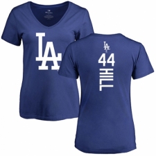 MLB Women's Nike Los Angeles Dodgers #44 Rich Hill Royal Blue Backer T-Shirt