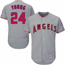 Men's Majestic Los Angeles Angels of Anaheim #24 Chris Young Grey Road Flex Base Authentic Collection MLB Jersey