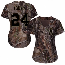 Women's Majestic Los Angeles Angels of Anaheim #24 Chris Young Authentic Camo Realtree Collection Flex Base MLB Jersey