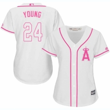 Women's Majestic Los Angeles Angels of Anaheim #24 Chris Young Authentic White Fashion Cool Base MLB Jersey