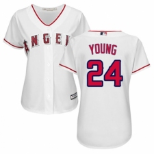 Women's Majestic Los Angeles Angels of Anaheim #24 Chris Young Authentic White Home Cool Base MLB Jersey