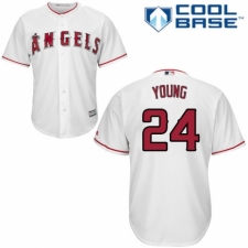 Youth Majestic Los Angeles Angels of Anaheim #24 Chris Young Authentic White Home Cool Base MLB Jersey