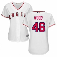 Women's Majestic Los Angeles Angels of Anaheim #46 Blake Wood Authentic White Home Cool Base MLB Jersey