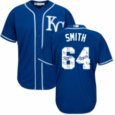 Men's Majestic Kansas City Royals #64 Burch Smith Blue Authentic Blue Team Logo Fashion Cool Base MLB Jersey