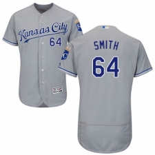 Men's Majestic Kansas City Royals #64 Burch Smith Grey Road Flex Base Authentic Collection MLB Jersey