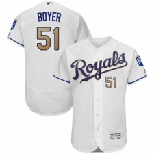 Men's Majestic Kansas City Royals #51 Blaine Boyer White Flexbase Authentic Collection MLB Jersey