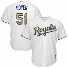 Youth Majestic Kansas City Royals #51 Blaine Boyer Authentic White Home Cool Base MLB Jersey