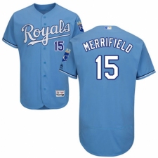 Men's Majestic Kansas City Royals #15 Whit Merrifield Light Blue Alternate Flex Base Authentic Collection MLB Jersey