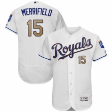 Men's Majestic Kansas City Royals #15 Whit Merrifield White Flexbase Authentic Collection MLB Jersey