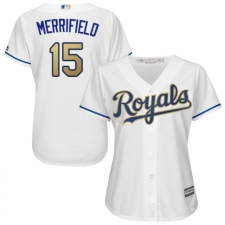Women's Majestic Kansas City Royals #15 Whit Merrifield Replica White Home Cool Base MLB Jersey