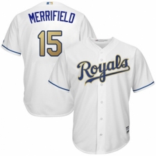 Youth Majestic Kansas City Royals #15 Whit Merrifield Authentic White Home Cool Base MLB Jersey