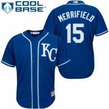 Youth Majestic Kansas City Royals #15 Whit Merrifield Replica Blue Alternate 2 Cool Base MLB Jersey