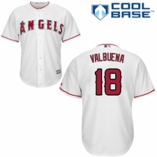 Men's Majestic Los Angeles Angels of Anaheim #18 Luis Valbuena Replica White Home Cool Base MLB Jersey