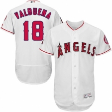 Men's Majestic Los Angeles Angels of Anaheim #18 Luis Valbuena White Home Flex Base Authentic Collection MLB Jersey