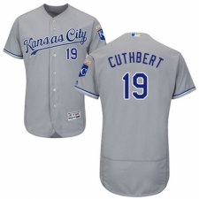 Men's Majestic Kansas City Royals #19 Cheslor Cuthbert Grey Road Flex Base Authentic Collection MLB Jersey