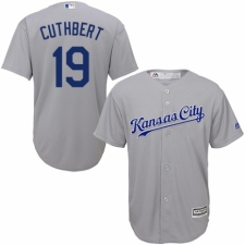 Men's Majestic Kansas City Royals #19 Cheslor Cuthbert Replica Grey Road Cool Base MLB Jersey