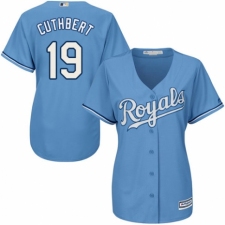 Women's Majestic Kansas City Royals #19 Cheslor Cuthbert Replica Light Blue Alternate 1 Cool Base MLB Jersey