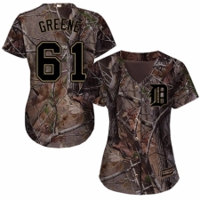 Women's Majestic Detroit Tigers #61 Shane Greene Authentic Camo Realtree Collection Flex Base MLB Jersey