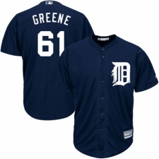 Youth Majestic Detroit Tigers #61 Shane Greene Authentic Navy Blue Alternate Cool Base MLB Jersey
