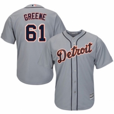 Youth Majestic Detroit Tigers #61 Shane Greene Replica Grey Road Cool Base MLB Jersey