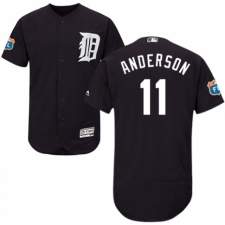 Men's Majestic Detroit Tigers #11 Sparky Anderson Navy Blue Alternate Flex Base Authentic Collection MLB Jersey