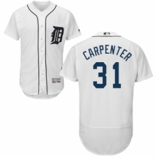 Men's Majestic Detroit Tigers #31 Ryan Carpenter White Home Flex Base Authentic Collection MLB Jersey
