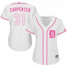 Women's Majestic Detroit Tigers #31 Ryan Carpenter Authentic White Fashion Cool Base MLB Jersey