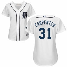 Women's Majestic Detroit Tigers #31 Ryan Carpenter Replica White Home Cool Base MLB Jersey