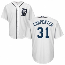 Youth Majestic Detroit Tigers #31 Ryan Carpenter Authentic White Home Cool Base MLB Jersey