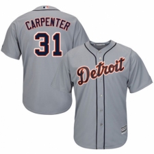Youth Majestic Detroit Tigers #31 Ryan Carpenter Replica Grey Road Cool Base MLB Jersey