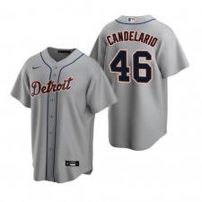 Men's Nike Detroit Tigers #46 Jeimer Candelario Gray Road Stitched Baseball Jersey