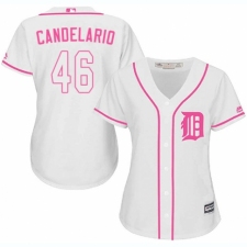 Women's Majestic Detroit Tigers #46 Jeimer Candelario Authentic White Fashion Cool Base MLB Jersey