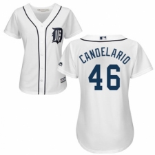 Women's Majestic Detroit Tigers #46 Jeimer Candelario Replica White Home Cool Base MLB Jersey