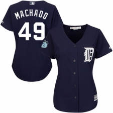 Women's Majestic Detroit Tigers #49 Dixon Machado Authentic Navy Blue Alternate Cool Base MLB Jersey